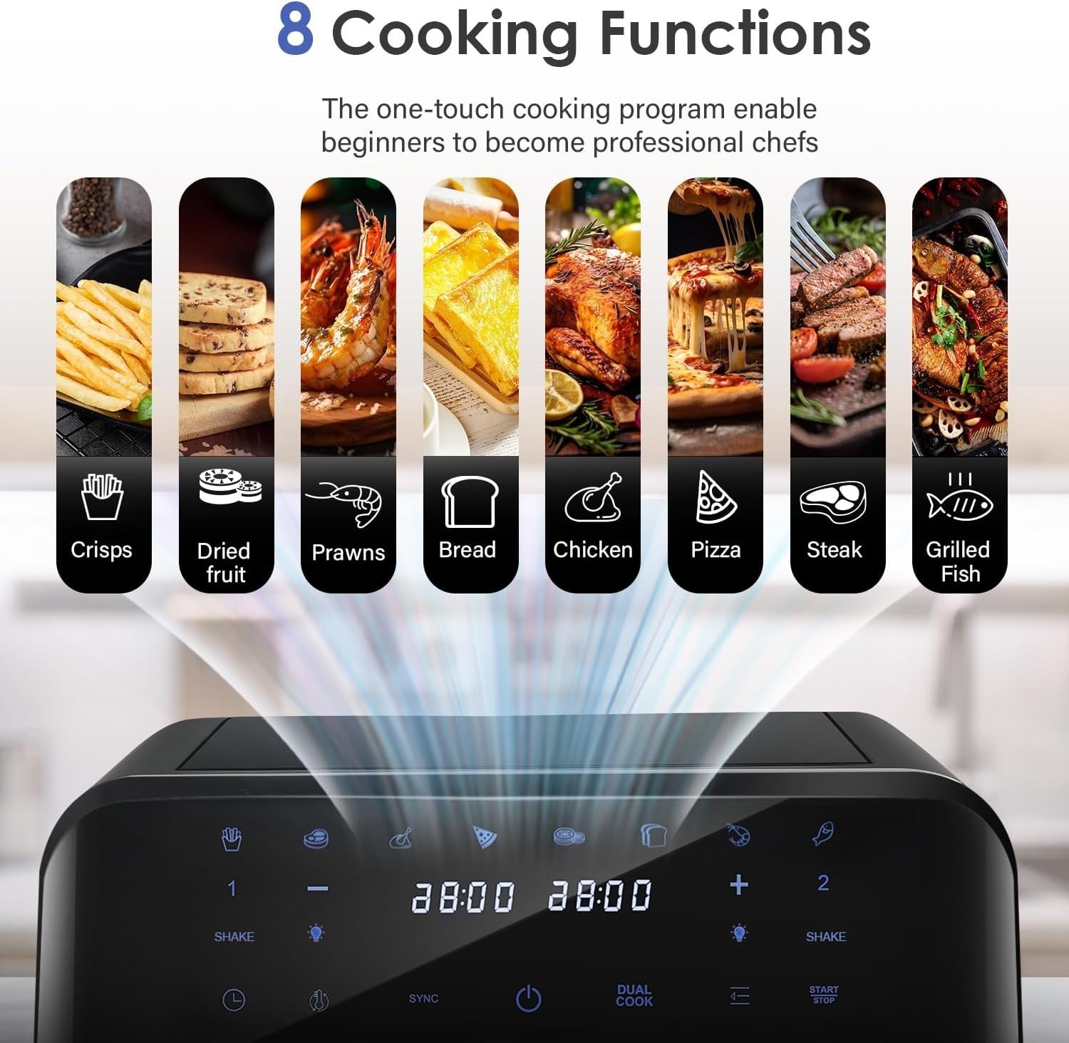 9L Dual Air Fryer XL 2-Drawer Oven | Window View | 8-in-1 Presets | Smart Touch