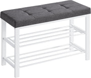 3-Tier Shoe Storage Bench with Cushion Metal Frame Entryway Rack 81cm White