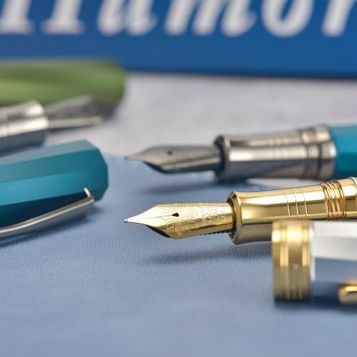 Luxury Green Fountain Pen Extra Fine Soft Nib Titanium Black Gift Set