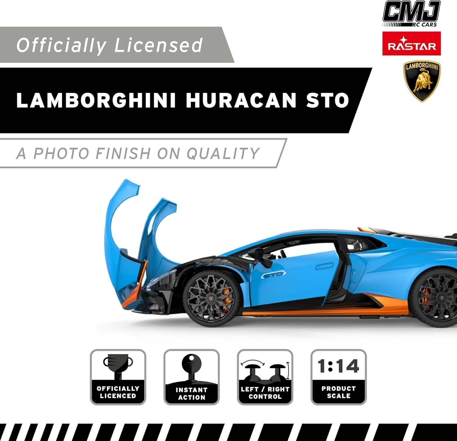 1:14 Blue RC Sports Car with LED Lights – Realistic Racing Toy for Kids & Adults