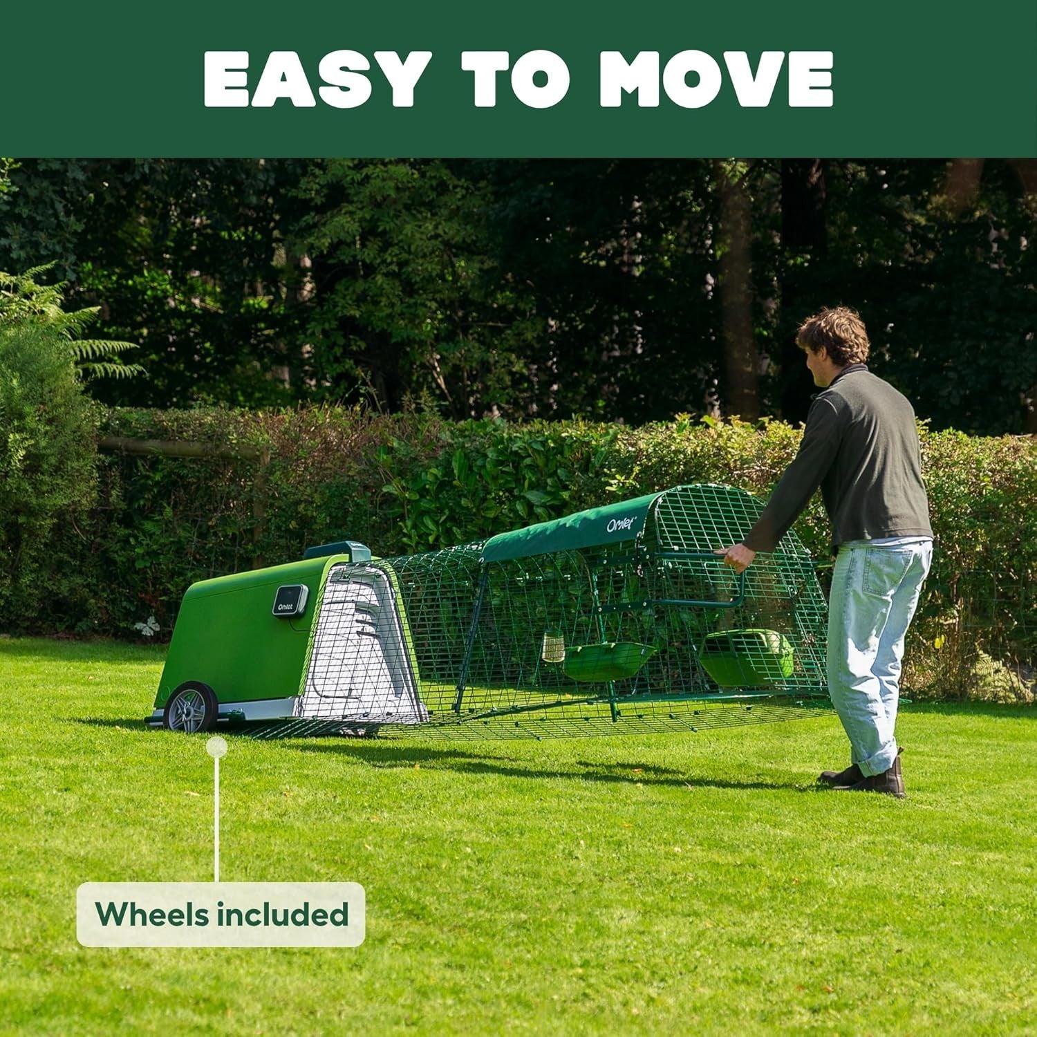Plastic Chicken Coop with 2m Run Wheels 3 Hens Lockable