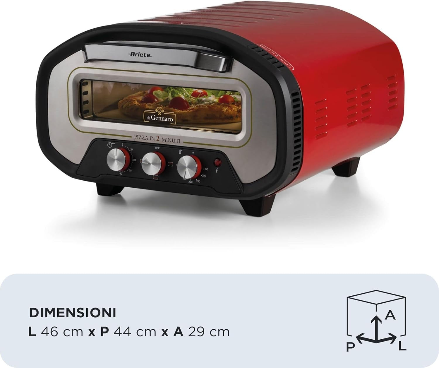 Electric Indoor Pizza Oven | 2-Min Fast Cooking 430°C Stone Grill – Red 2200W