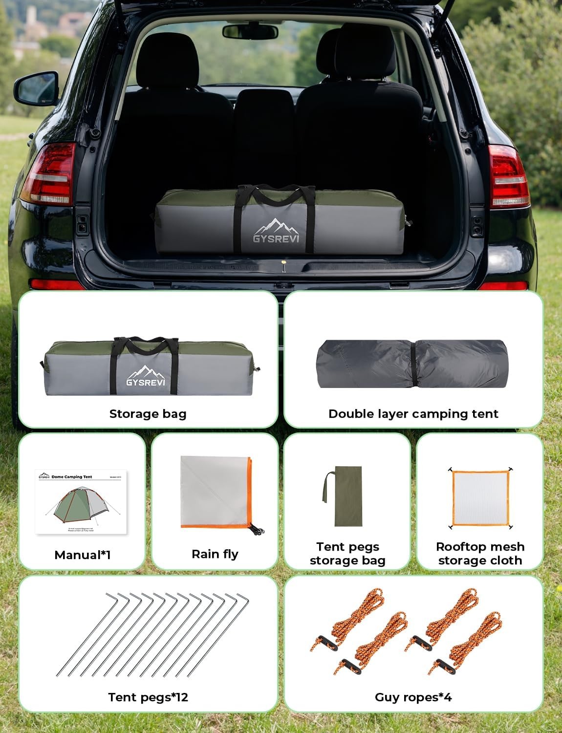 3 Man Instant Pop Up Camping Tent Waterproof Double Layer