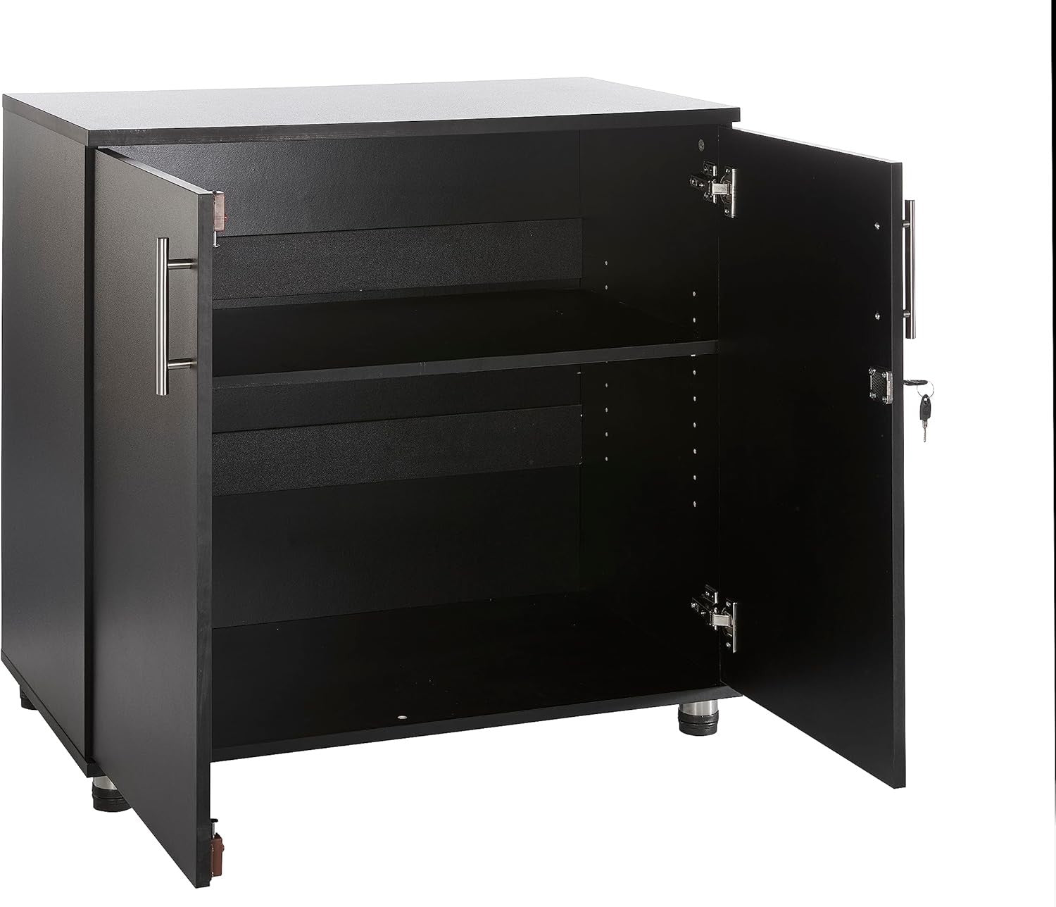 Black Metal Storage Cabinet with Lock 2 Door Cupboard Office Desk Height
