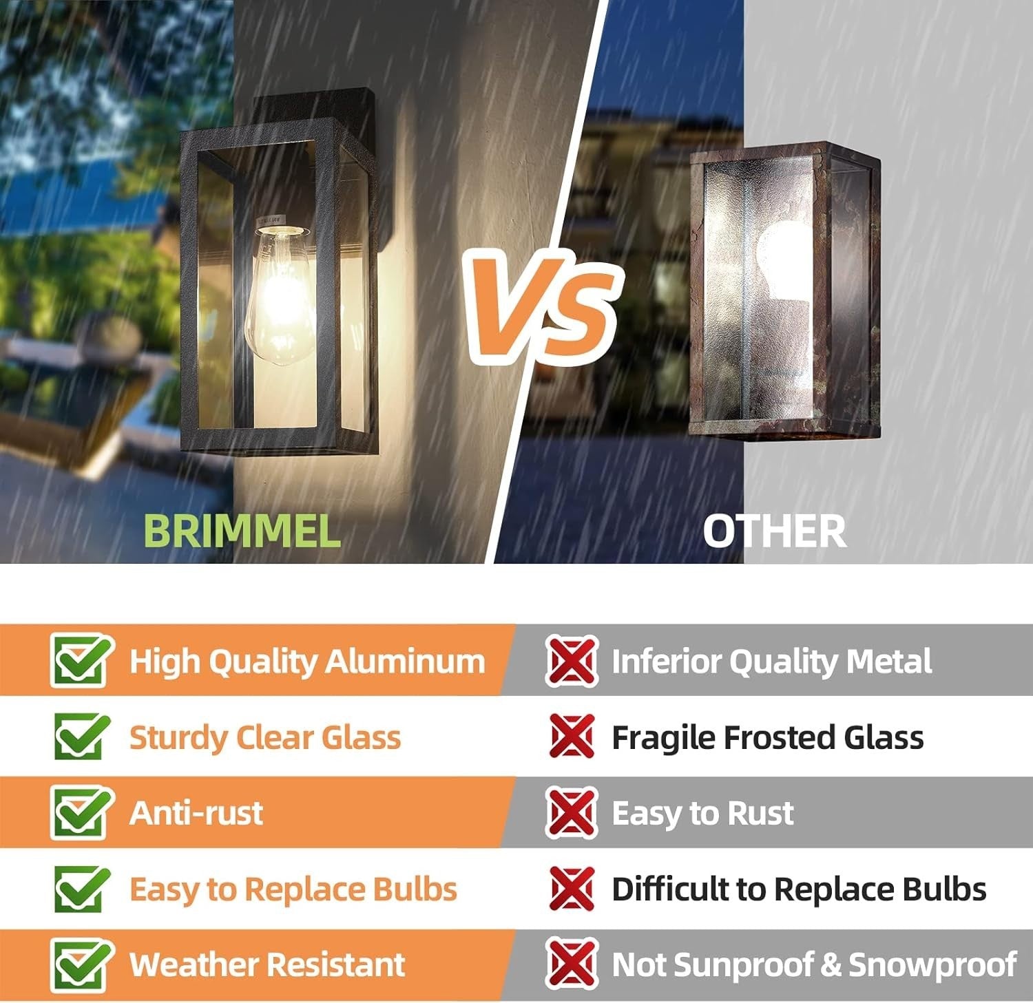 2 Pack Outdoor Wall Lantern Black Aluminum Porch Lights with Glass Shade