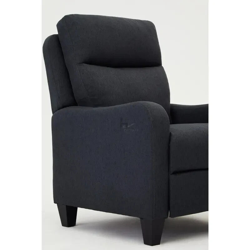 High Back Recliner Armchair Push Back Dark Grey Fabric Lounge Chair