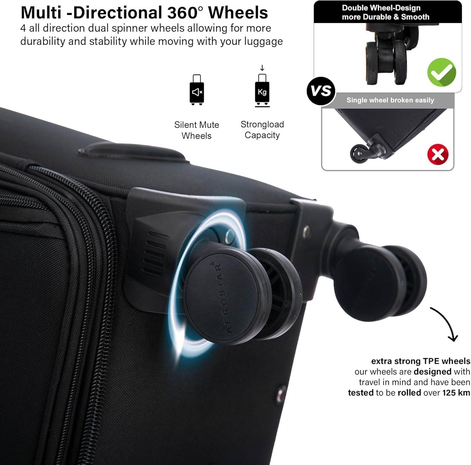 26” Medium Check In Luggage Soft Shell Expandable 4 Wheel Suitcase 78L