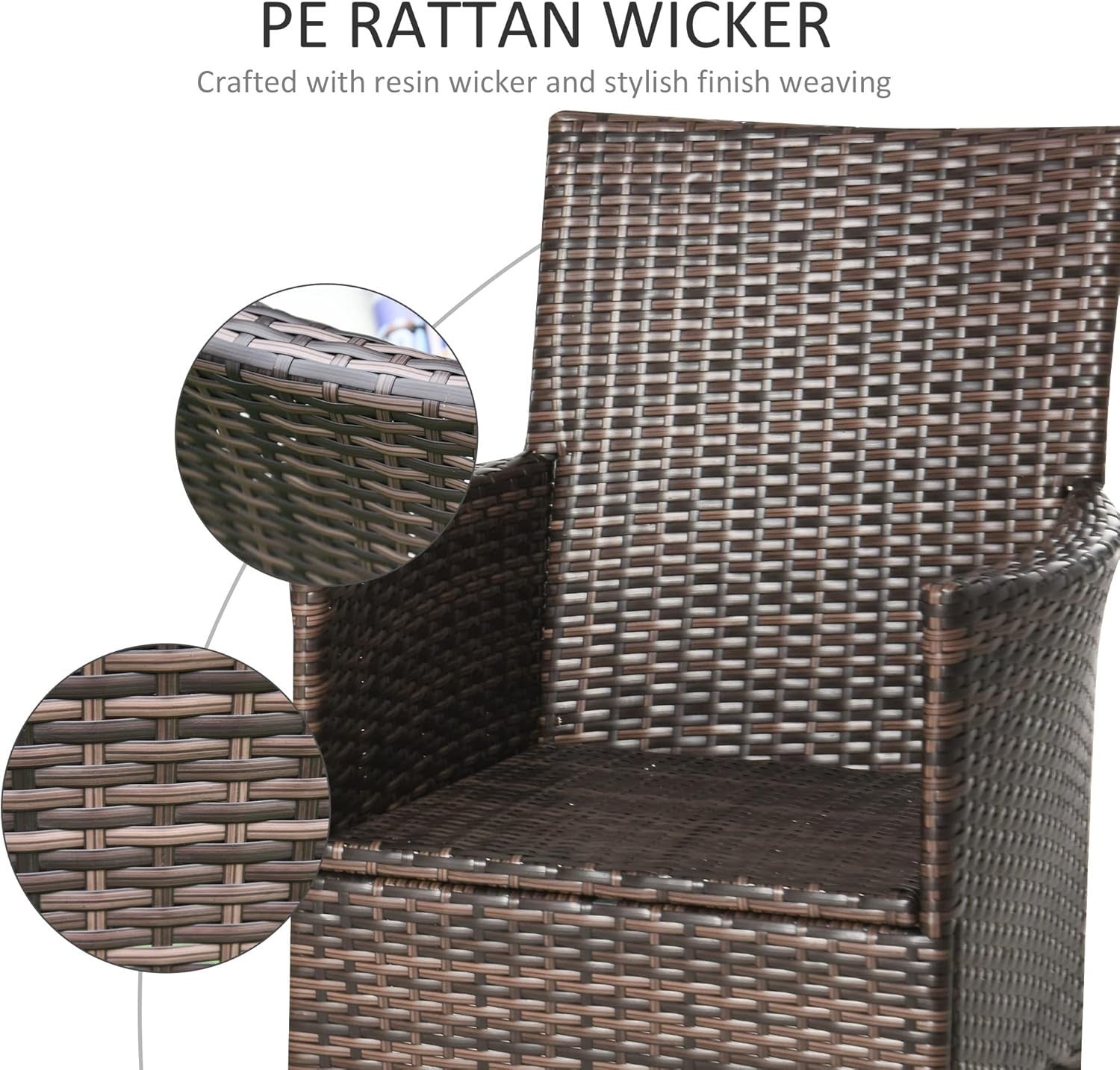 Set of 4 Rattan Garden Chairs with Cushions High Back Patio Dining Seating