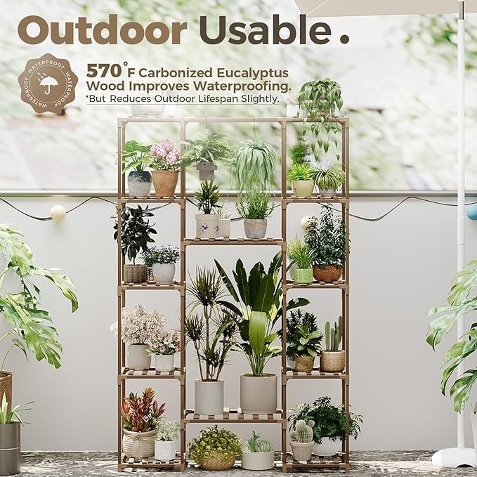Wooden Plant Stand Indoor Outdoor Multi-Shelf Flower Pot Rack
