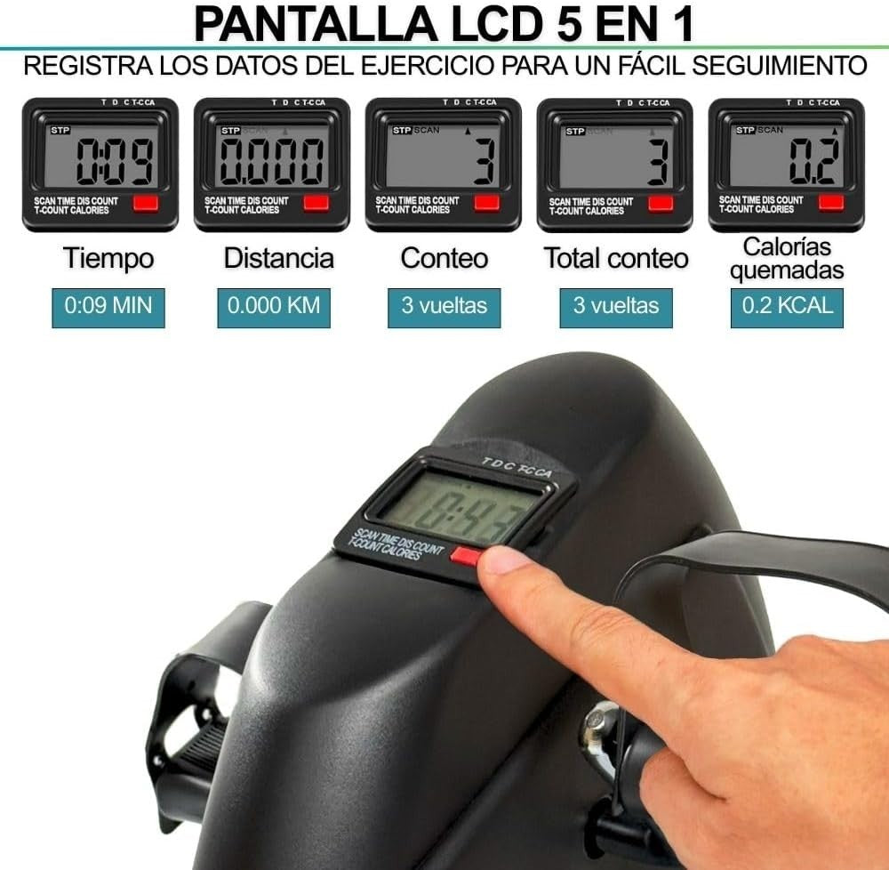 Compact Static Pedal Trainer Adjustable Resistance LCD Arm Leg