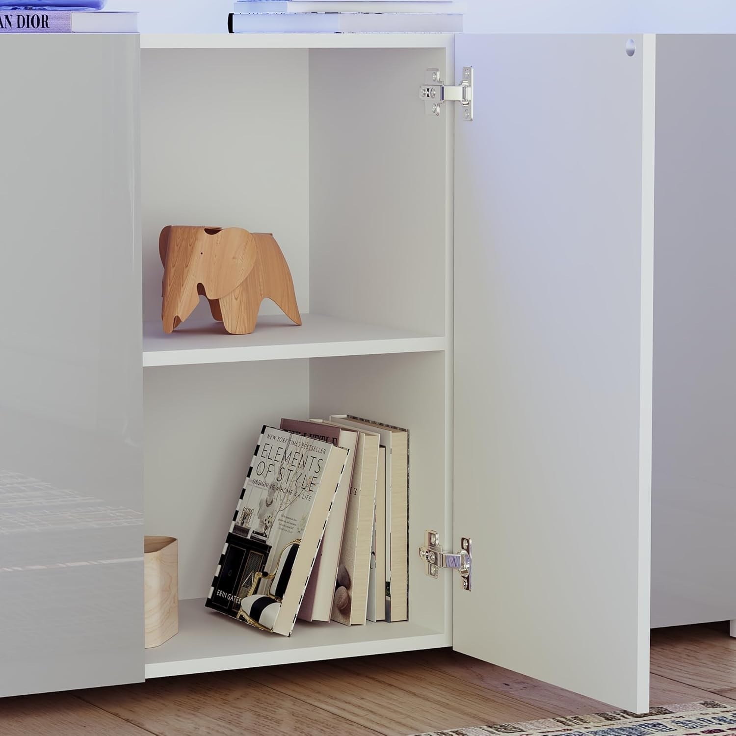 Modern White & Grey LED Sideboard 3 Doors 3 Drawers RGB Lighting Storage Cabinet