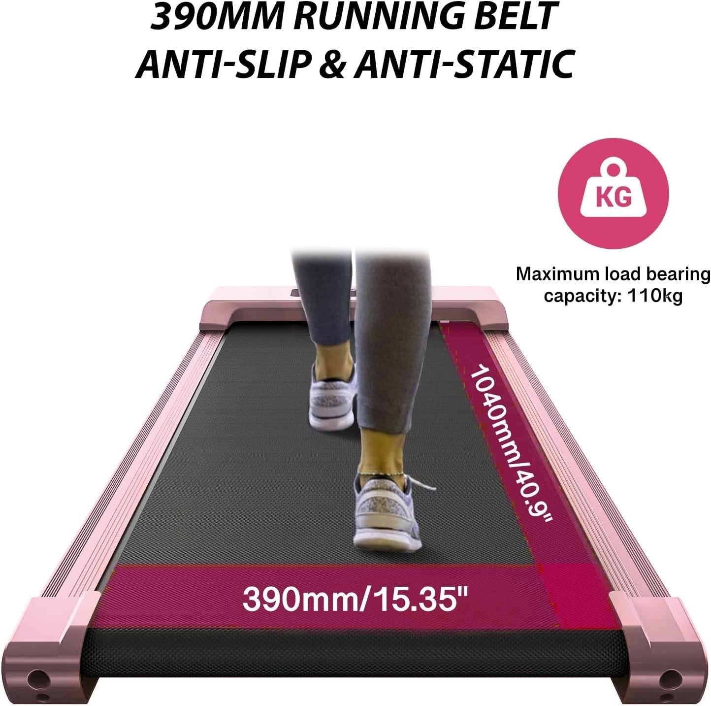 Under Desk Treadmill with Bluetooth Speaker & Remote 1-12km/h Home Office