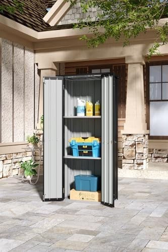 Metal Garden Storage Cabinet Outdoor Shed with Adjustable Shelves Lockable