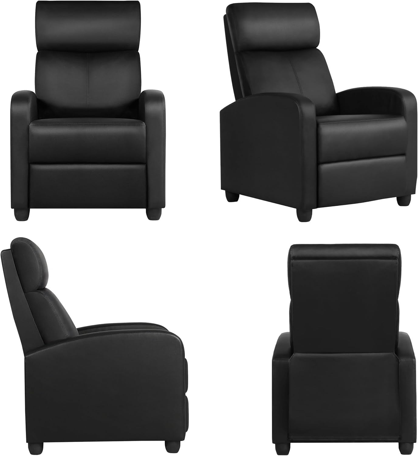 Black Faux Leather Recliner Chair Adjustable Armchair Lounge Home Cinema