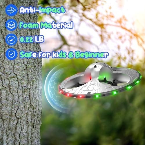 Foam UFO Drone for Kids RC Plane with LED Lights Remote Control Auto Hover 15min