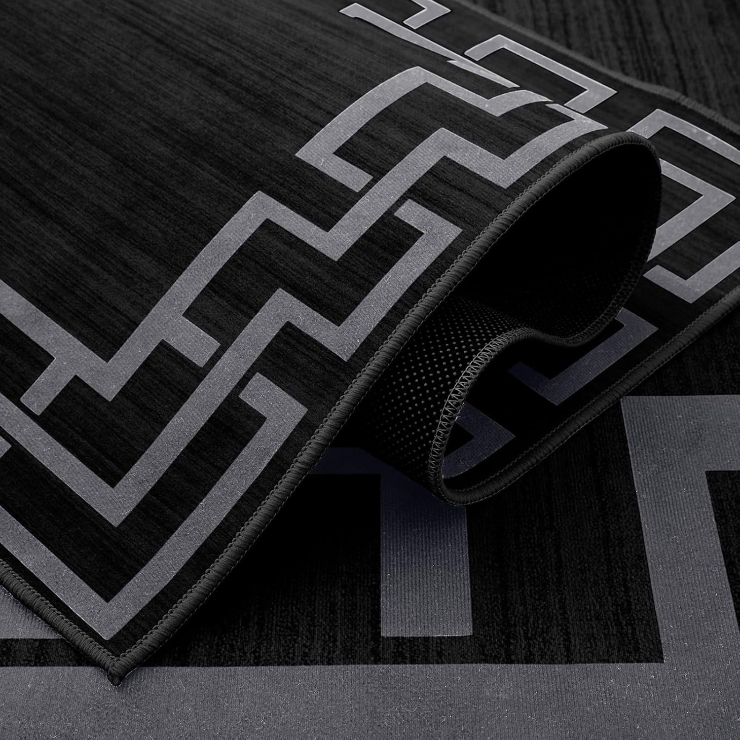 Black Greek Key Large Rug Soft Modern Area Carpet Non-Shedding 160x230cm