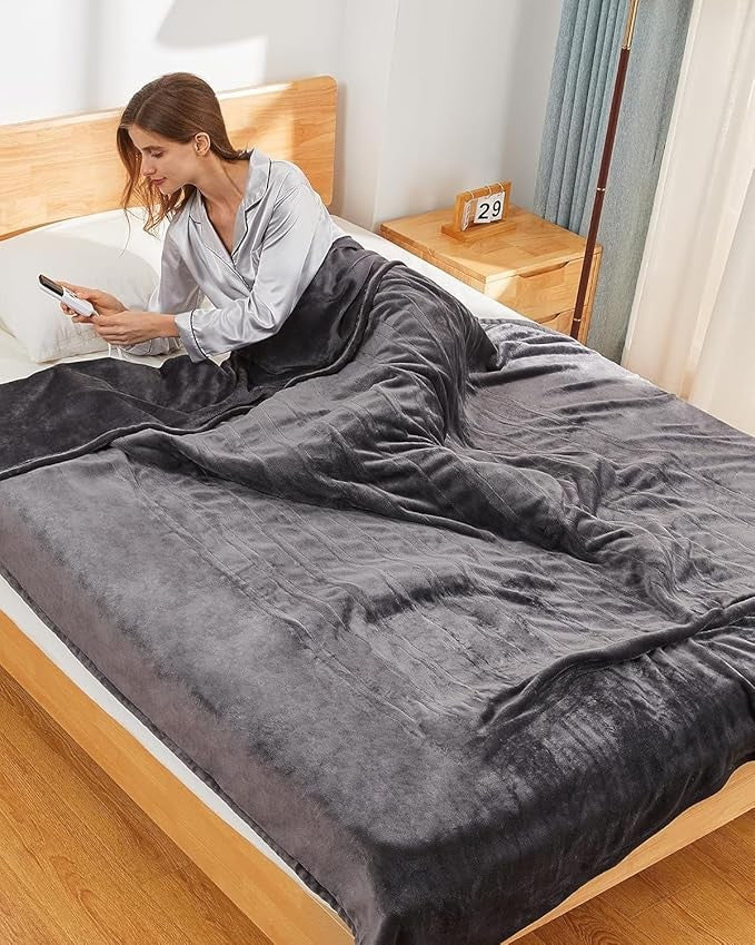 Electric Heated Throw Blanket 130x180cm Faux Fur Flannel 6 Heat Levels