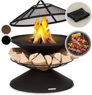 Outdoor Fire Pit Bowl with Grill Stand – Alloy Steel Weatherproof Garden Heater