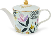 Luxury Porcelain Teapot 1.1L Duck Egg Sage Tea Pot Gift Boxed Floral