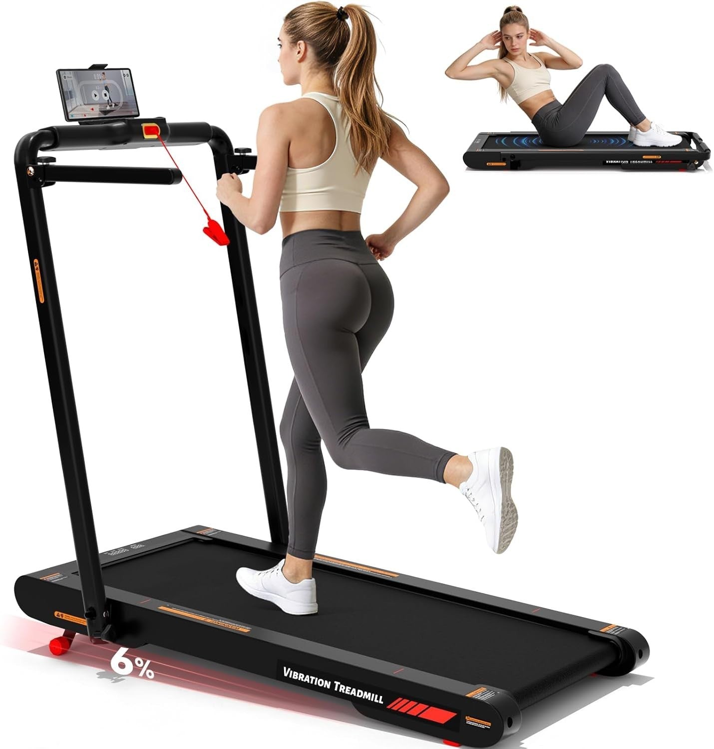 4-in-1 Under Desk Treadmill with 6% Incline & Vibration Modes