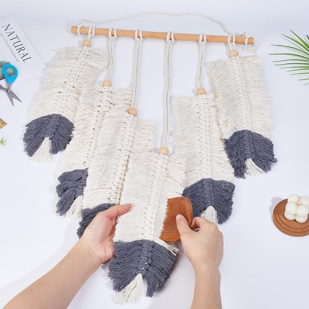Macrame Feather Wall Hanging Boho Tapestry Rustic Home Decor
