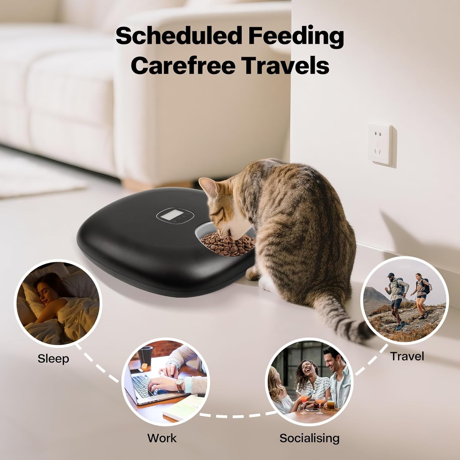 Automatic Wet Cat Feeder 6 Meal Food Dispenser Timer Ice Packs 300ml