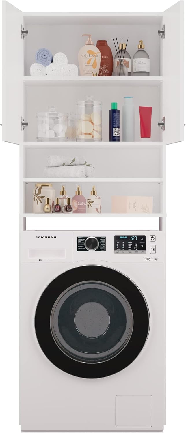 Over Washing Machine Storage Cabinet Bathroom Laundry Unit Shelves White
