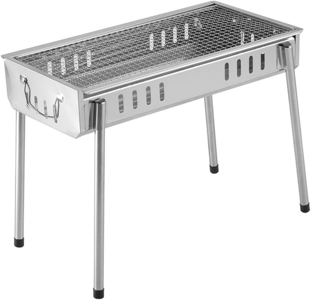 Portable Stainless Steel Charcoal BBQ Grill with Folding Legs Outdoor Camping