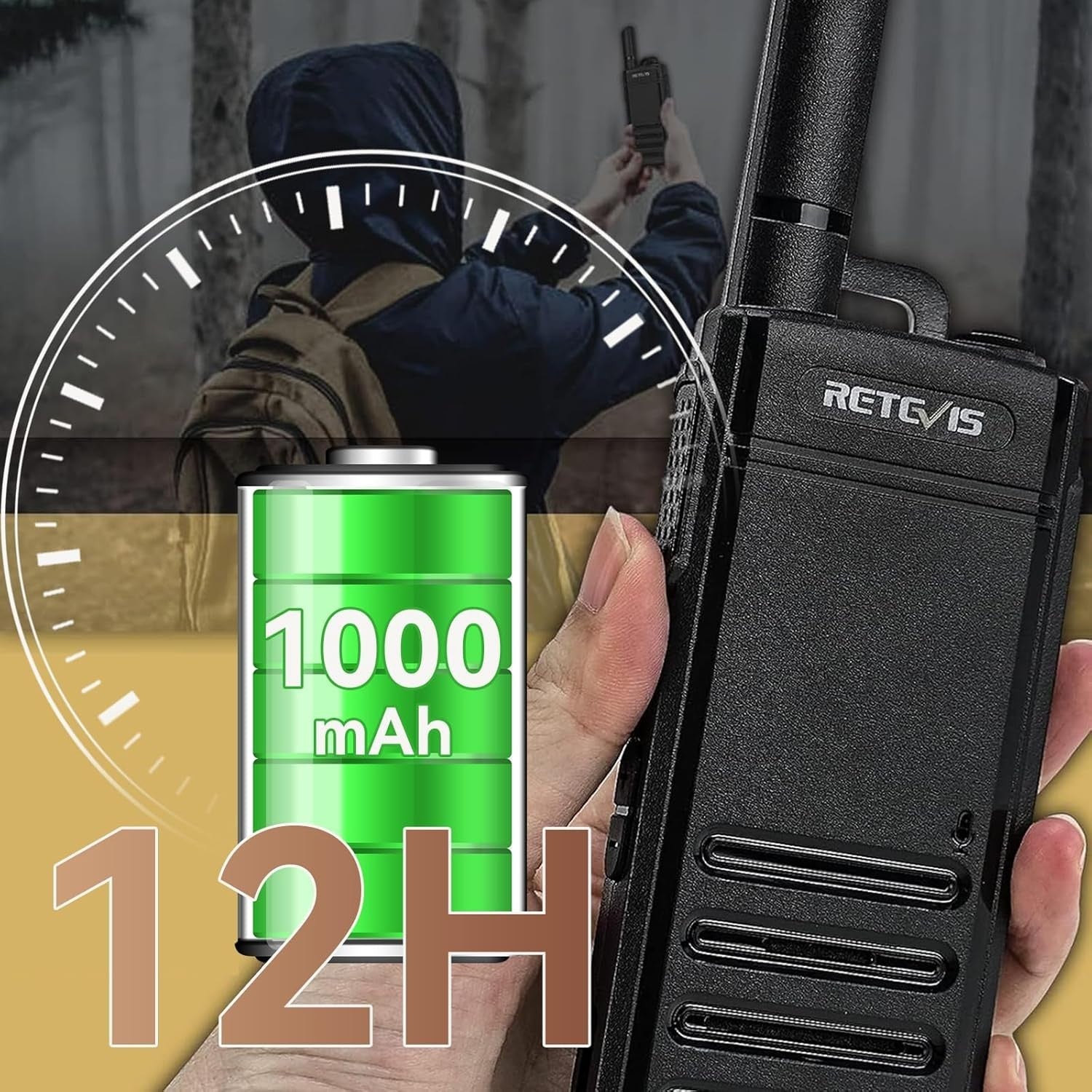 Ultra Thin Walkie Talkies 2 Way Radio VOX USB-C Rechargeable Pair
