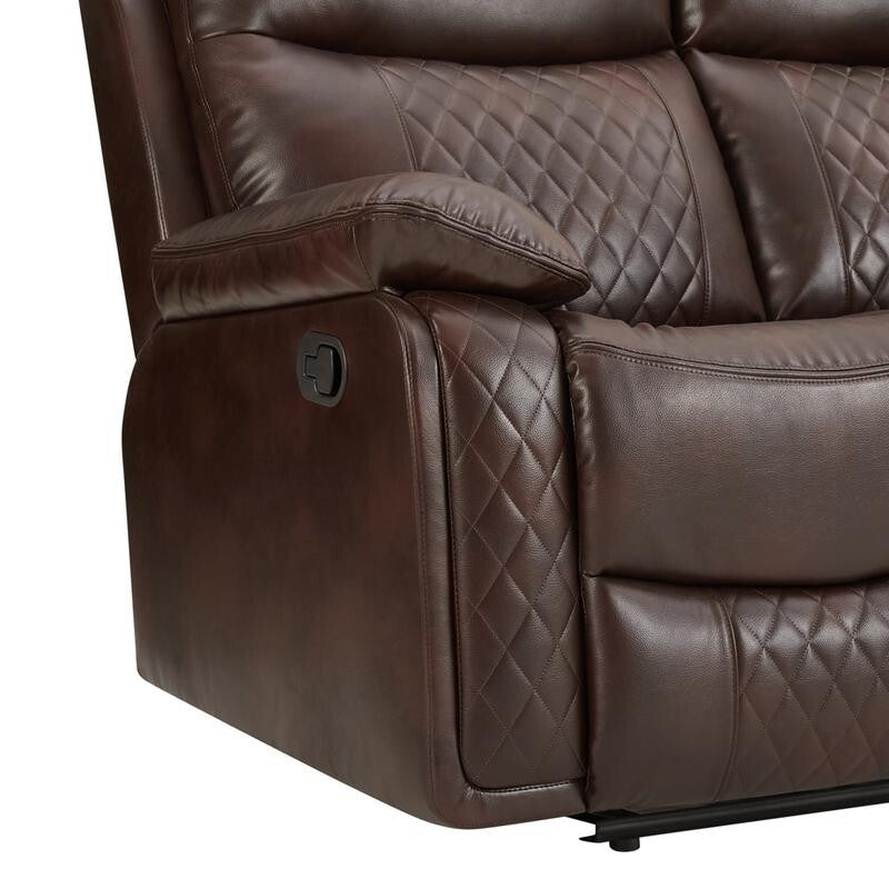 Brown Faux Leather 2 Seater Recliner Sofa Manual Padded Armchair UK