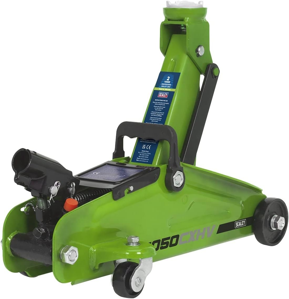 2 Ton Hydraulic Trolley Jack Short Chassis 130–330mm Hi-Vis Heavy Duty Car Lift