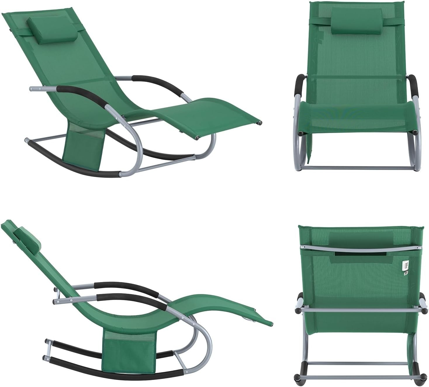 Garden Rocking Sun Lounger Recliner Chair Outdoor Patio Seat w/ Pillow