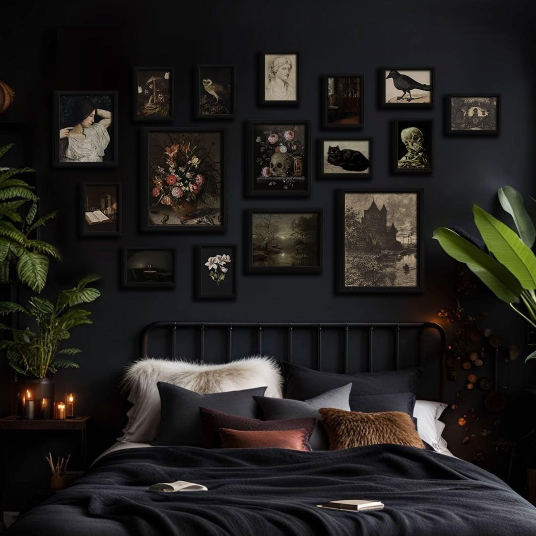Dark Academia Wall Art Set 16PCS Gothic Gallery Prints Aesthetic Decor