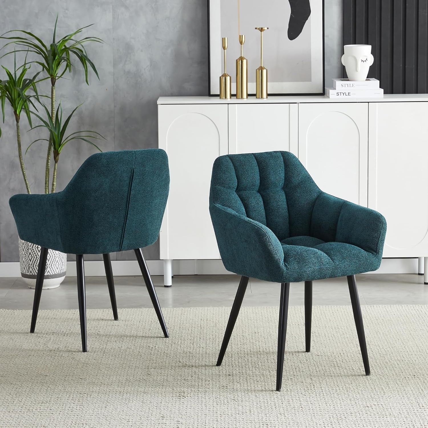 Teal Round Dining Table Set w/ 2 Chairs – Walnut Effect Space-Saving 3-Piece Set