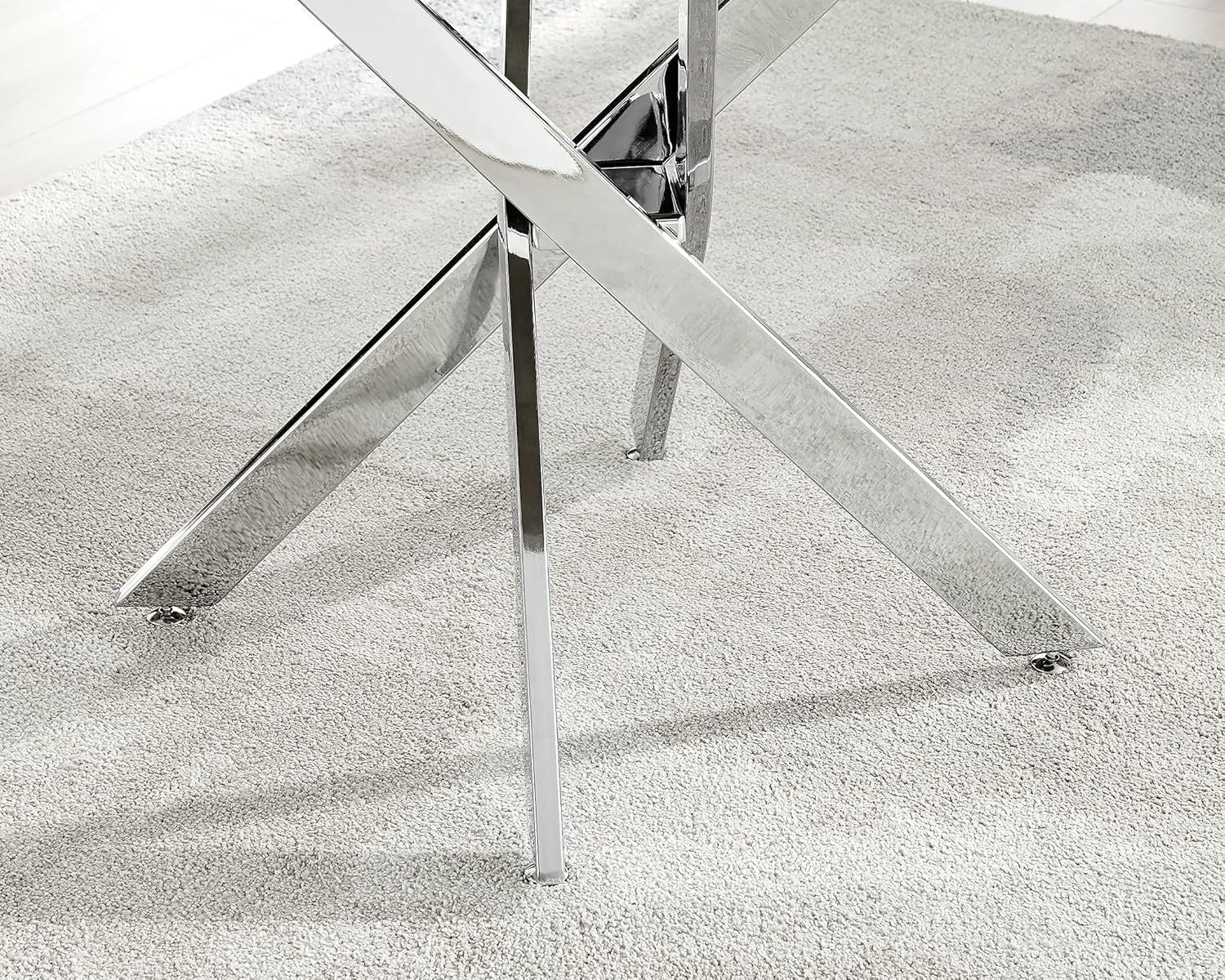Round Concrete Dining Table 100cm Silver Legs Modern Compact 2–4 Seater