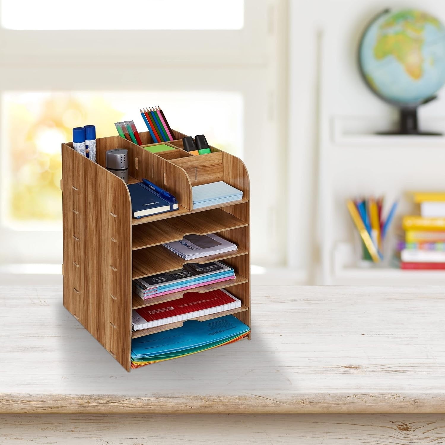 12-Compartment Desk Organiser with A4 Document Tray – Office Storage