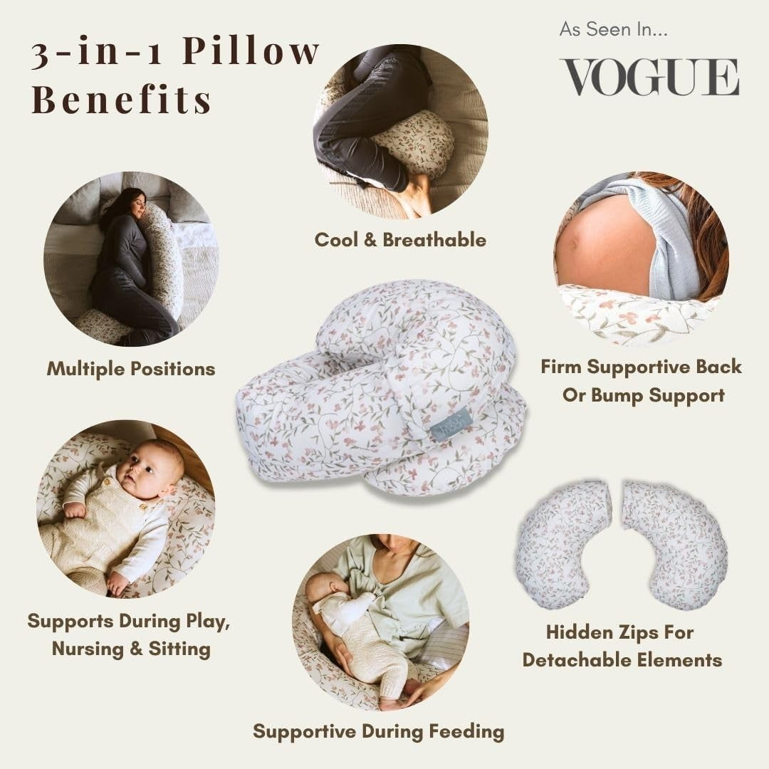 Pregnancy Pillow Full Body 3 in 1 Adjustable Maternity Nursing Support 65"