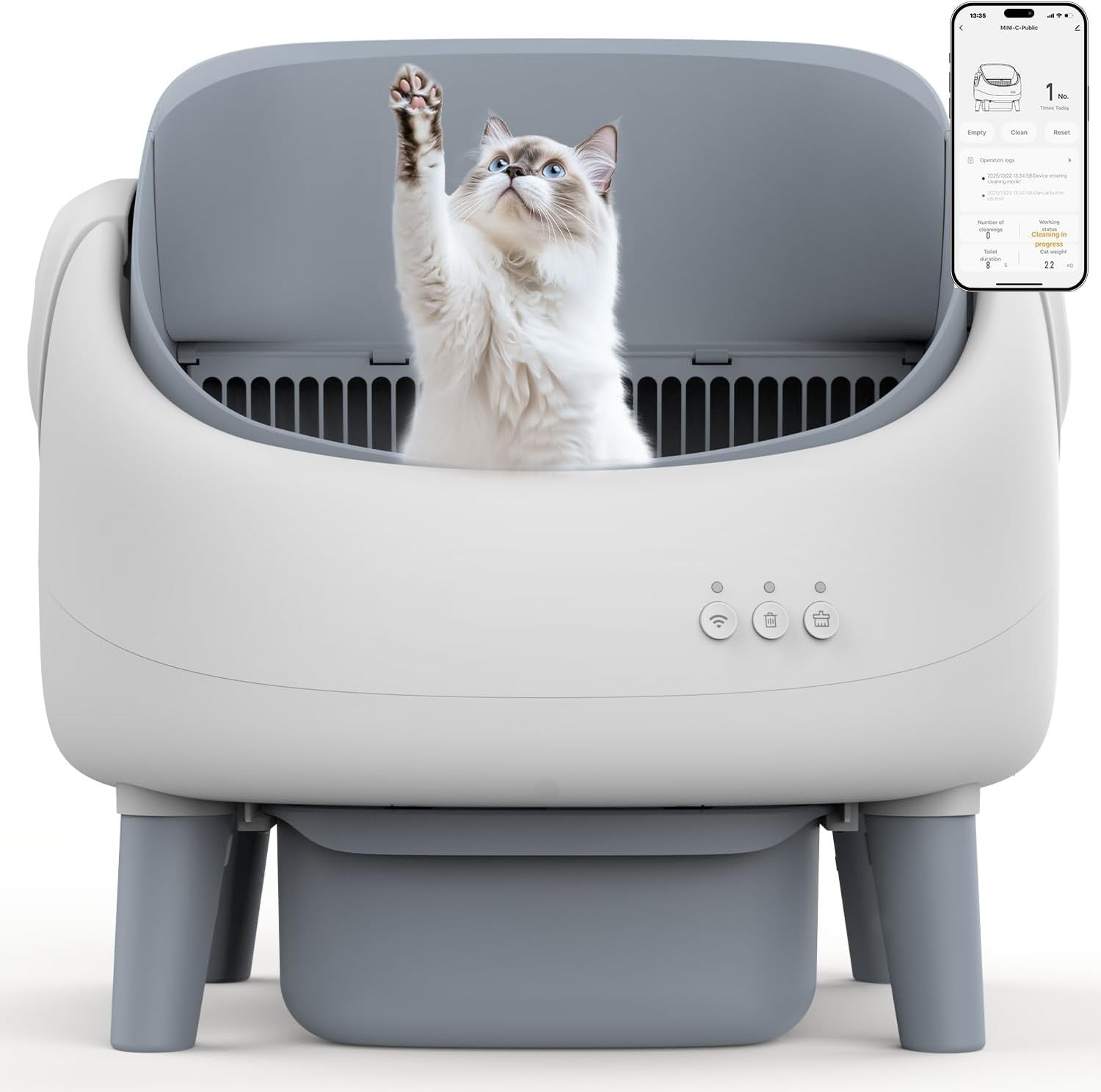 Self Cleaning Cat Litter Box App Control Open Top Auto Multi Cat