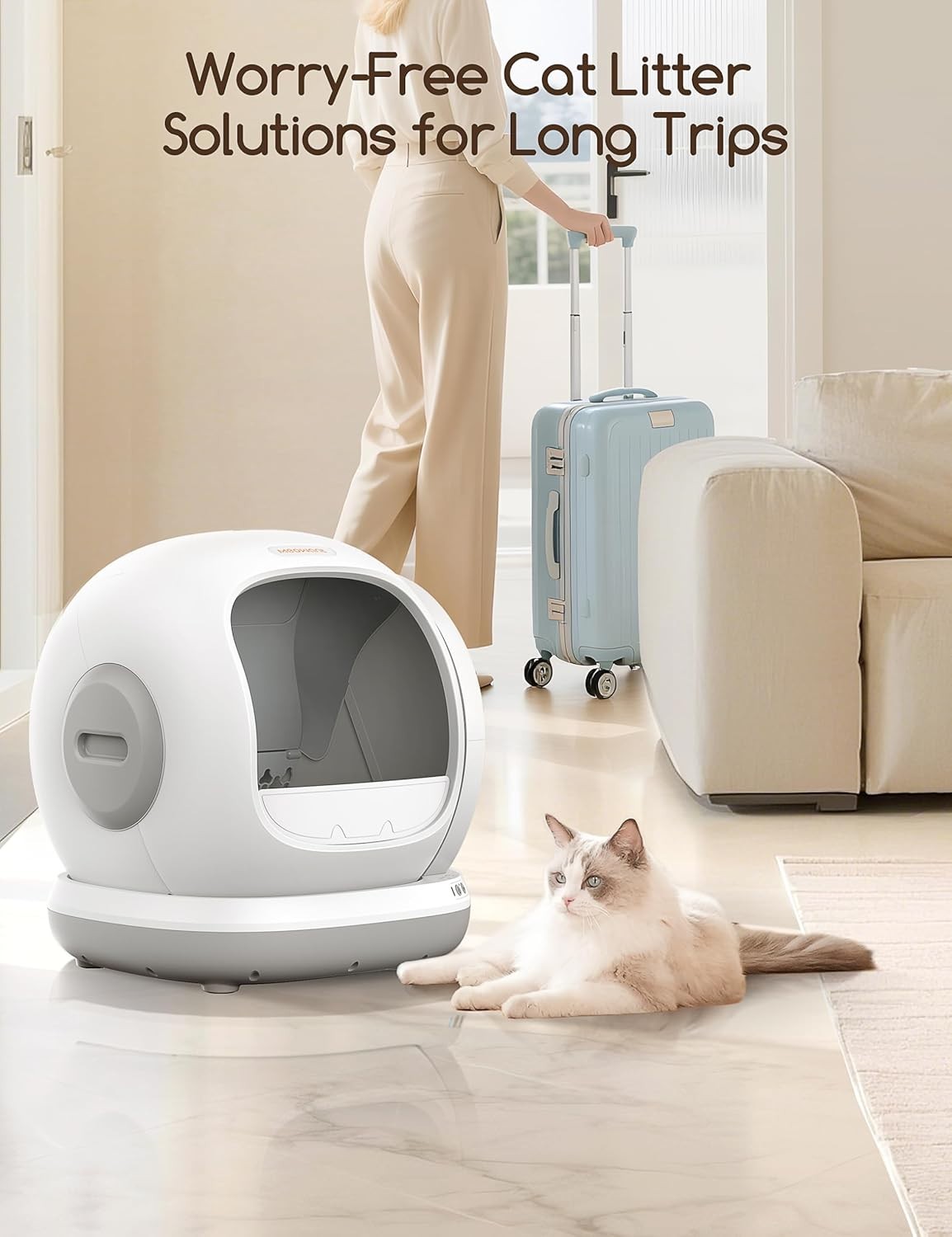 Self Cleaning Cat Litter Box App Control 75L XL Multi Cat Smart Tray
