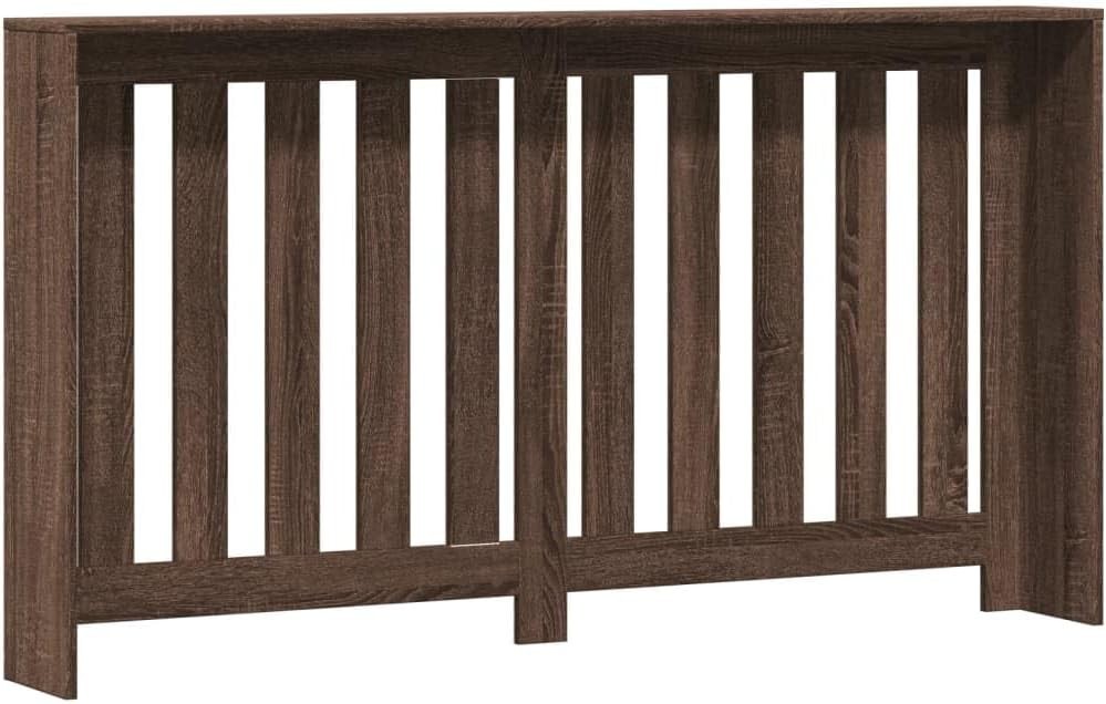 Brown Oak Radiator Cover Shelf | Slatted Wood Design 149x20x82cm