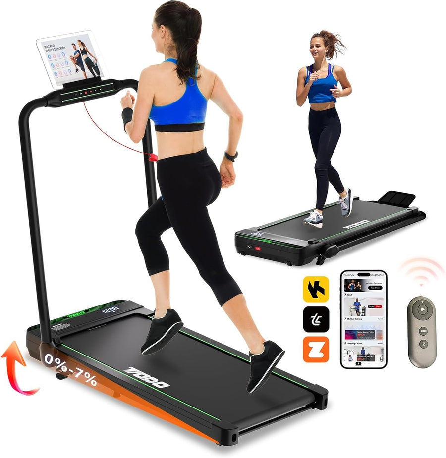 Walking Pad Incline App Folding Treadmill Under Desk 12km/h Remote