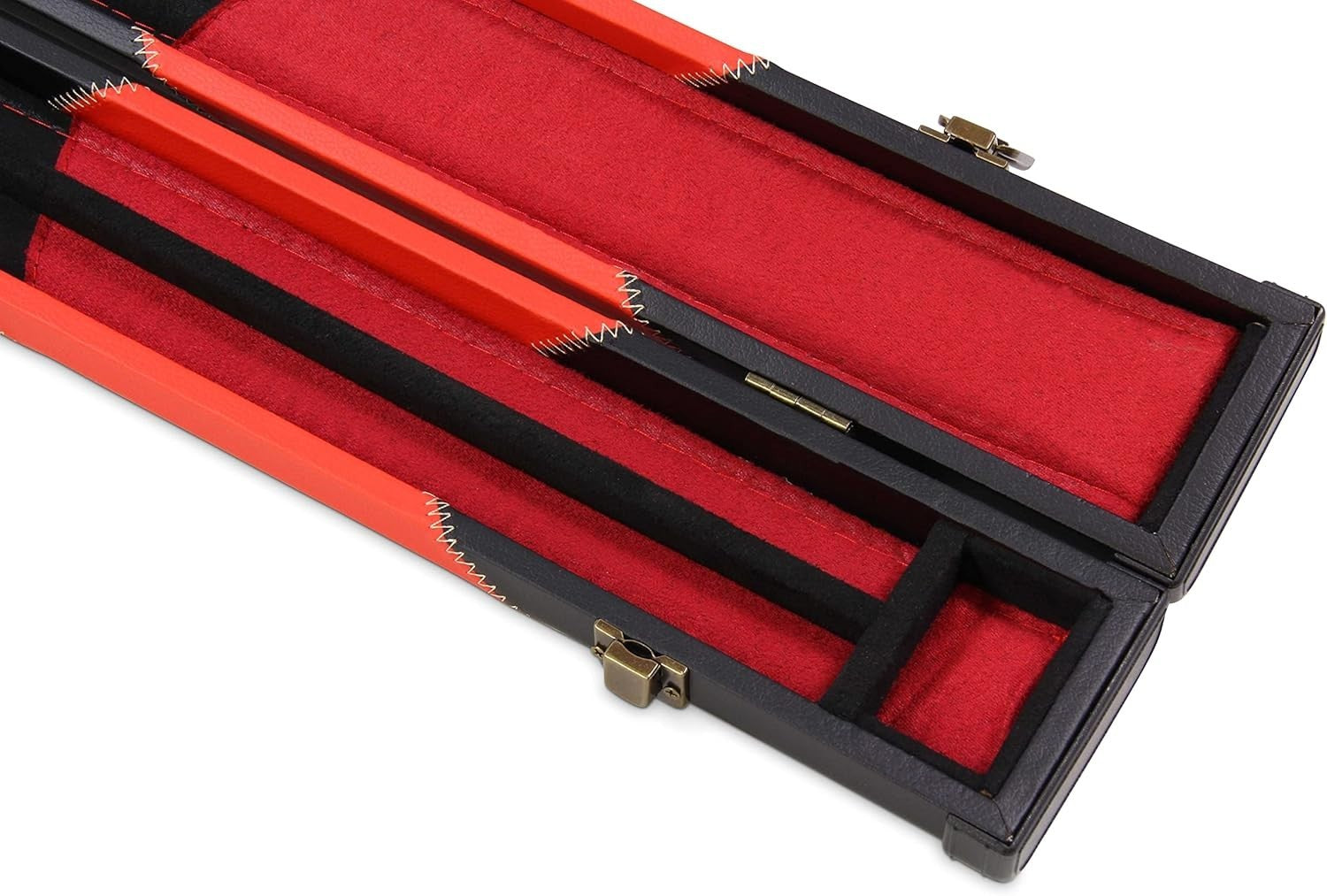 Hard Snooker Pool Cue Case 2 Piece Centre Joint Red PVC