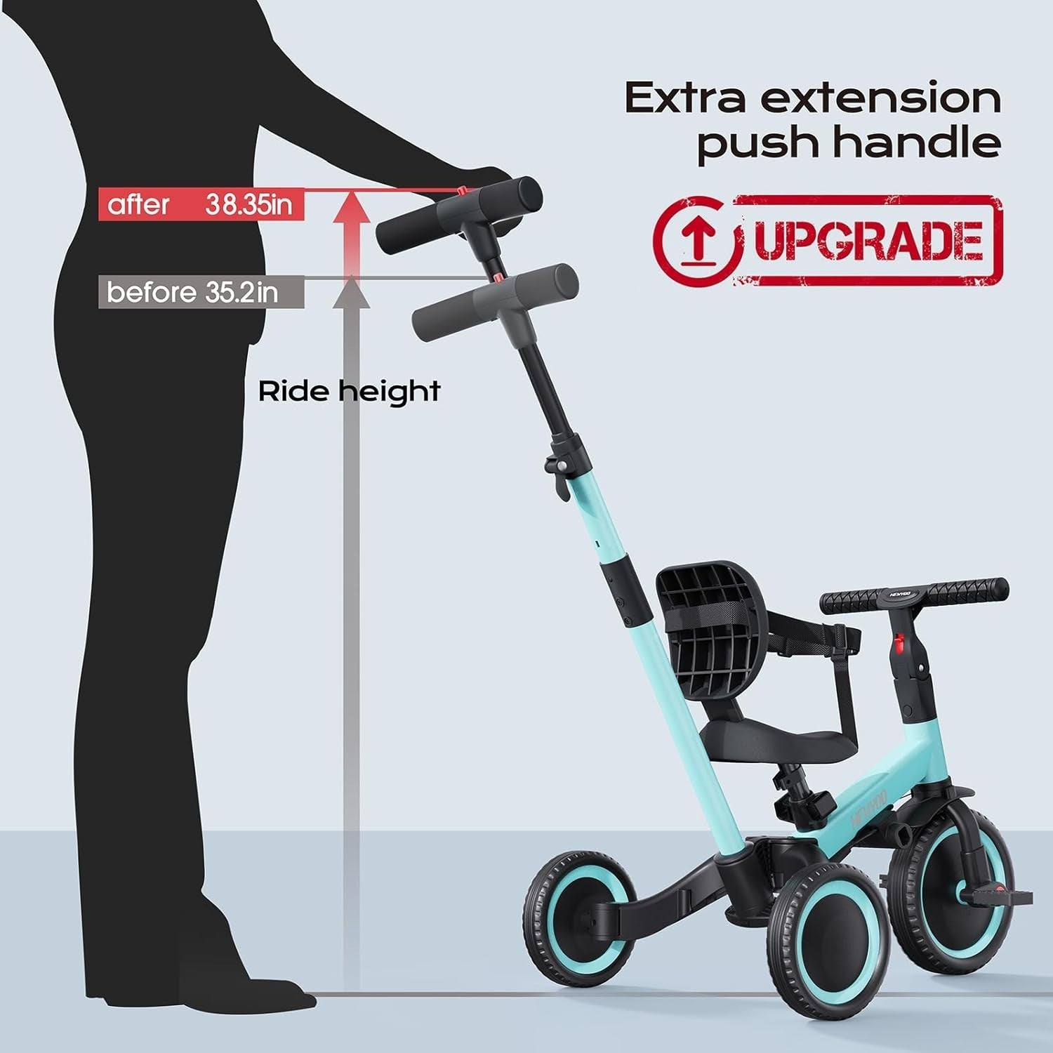 5 in 1 Toddler Tricycle Push Trike Balance Bike Parent Handle Blue
