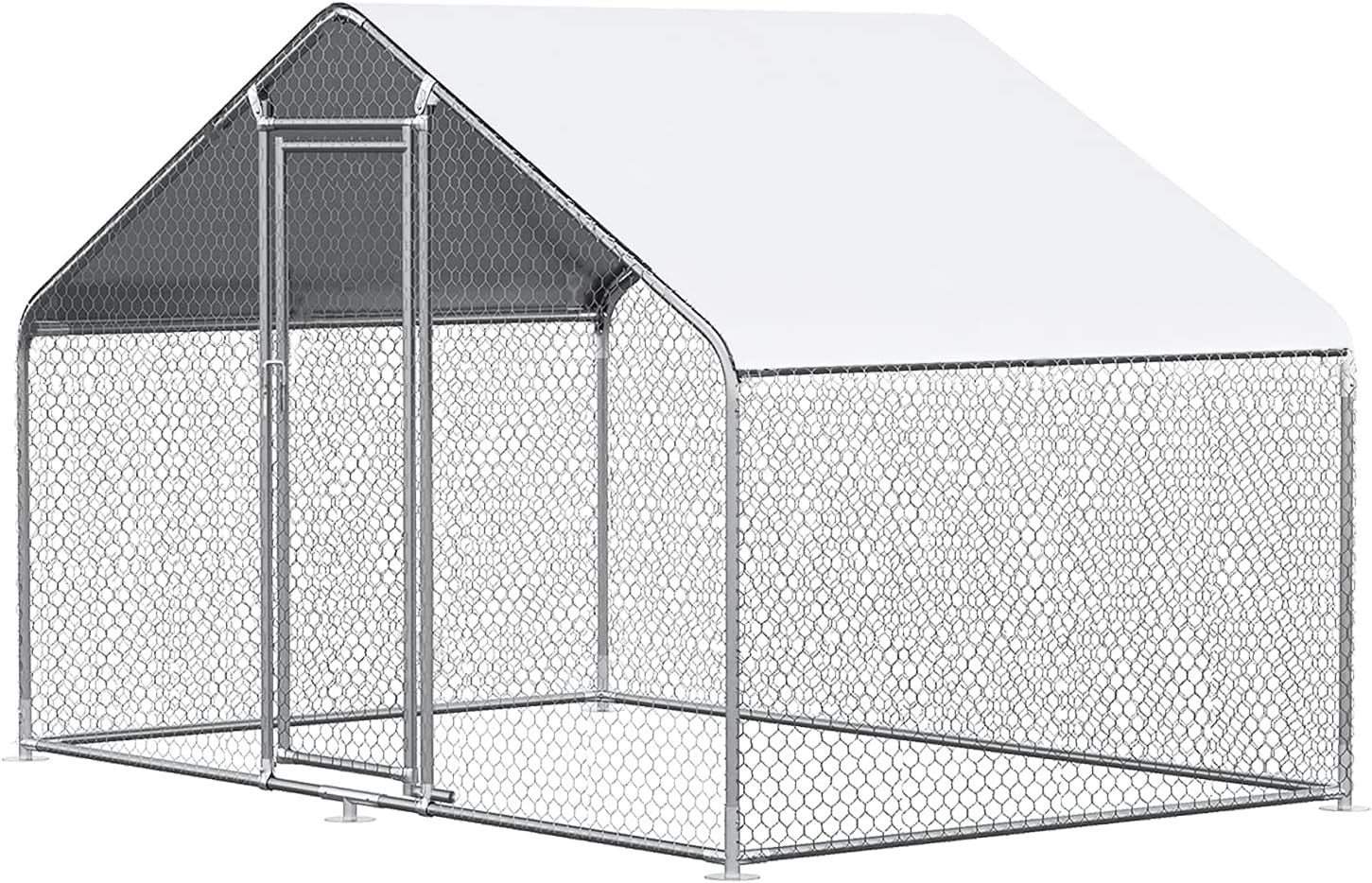 Large 9.8x6.5FT Walk In Metal Chicken Coop Run w Cover