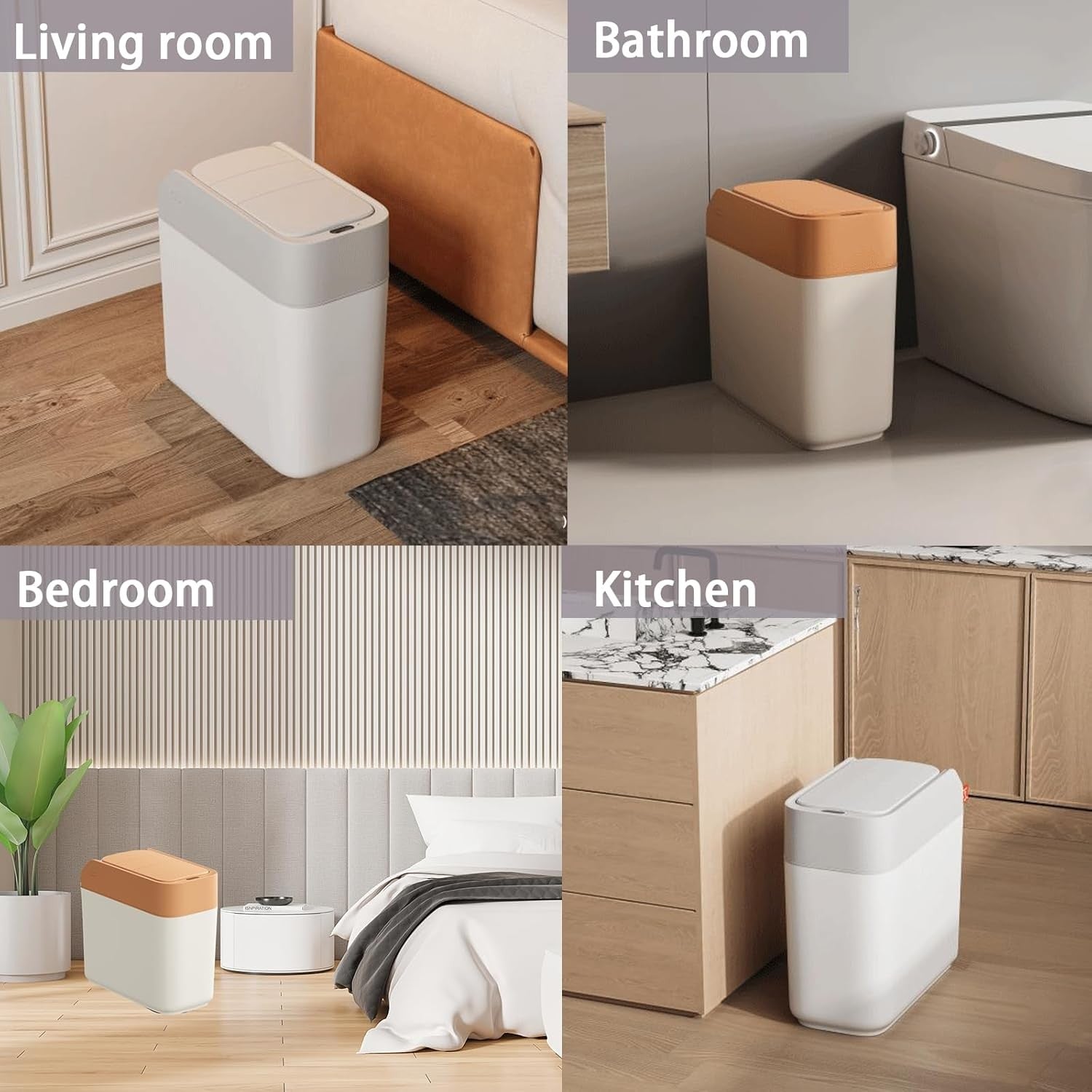12L Automatic Bathroom Bin Motion Sensor Slim Slide Lid