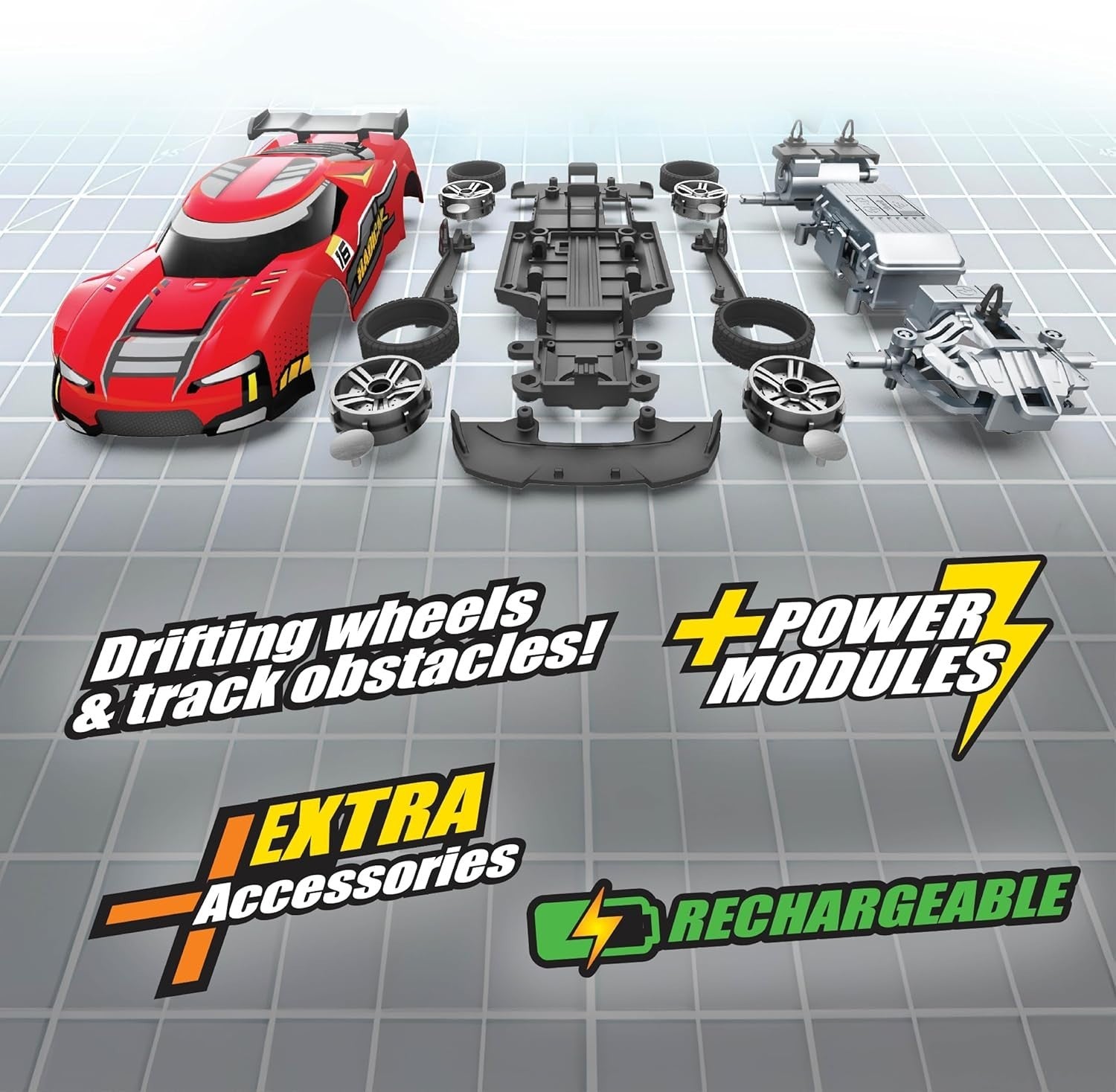Build 2 Drive RC Car Duo Set for Kids 6+, 2.4GHz Cars w/ 20 Snap Parts