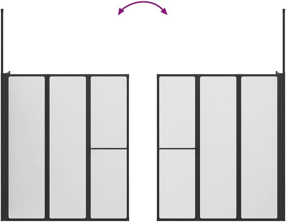 Black Aluminium Folding Shower Screen 120x70x137cm Waterproof Panel