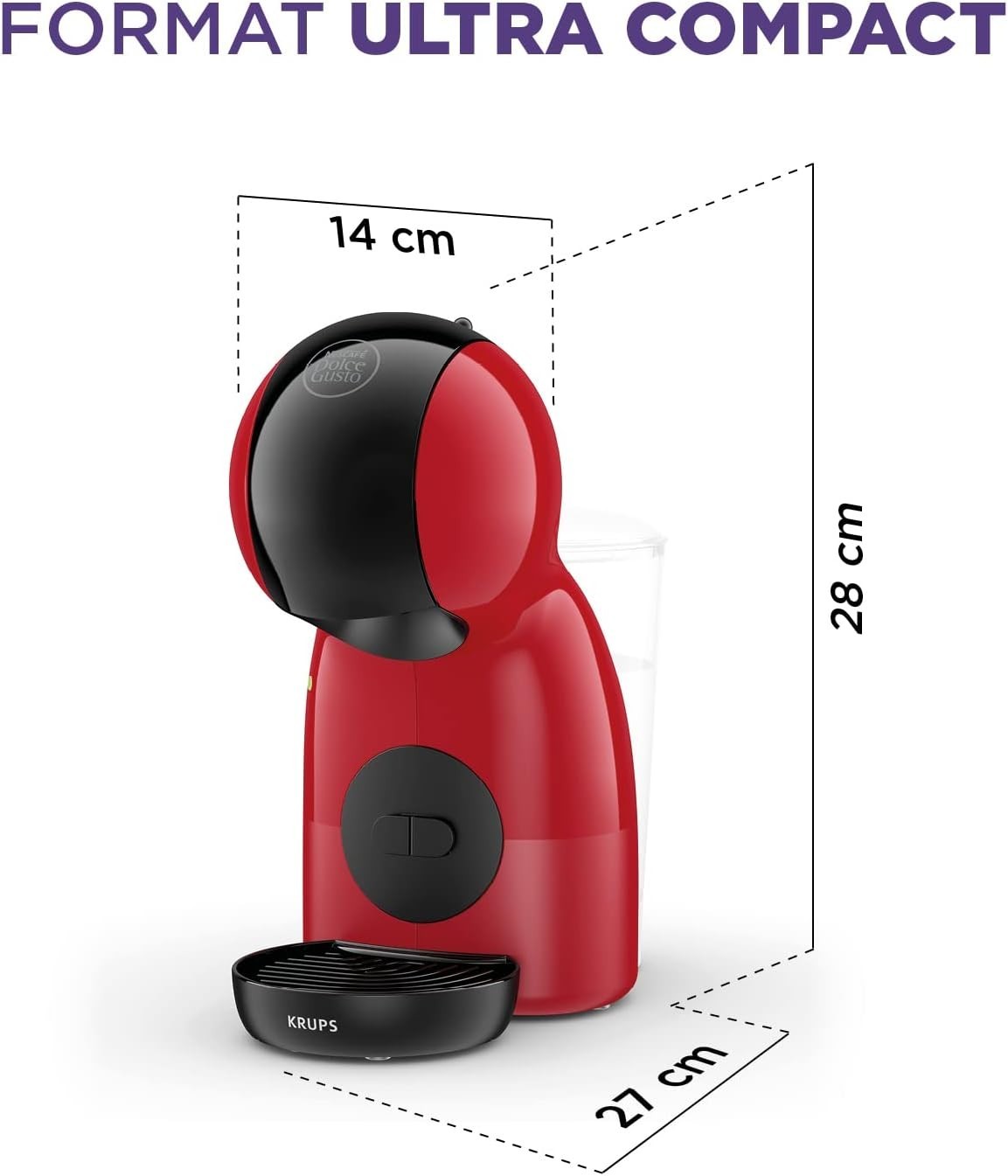 Compact Coffee Pod Machine 15 Bar Pressure | Hot & Cold Drinks Maker | Red Black