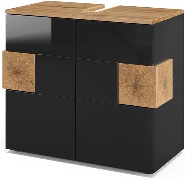 Modern Anthracite Oak Bathroom Vanity Cabinet 73cm Sink Storage Unit Cupboard