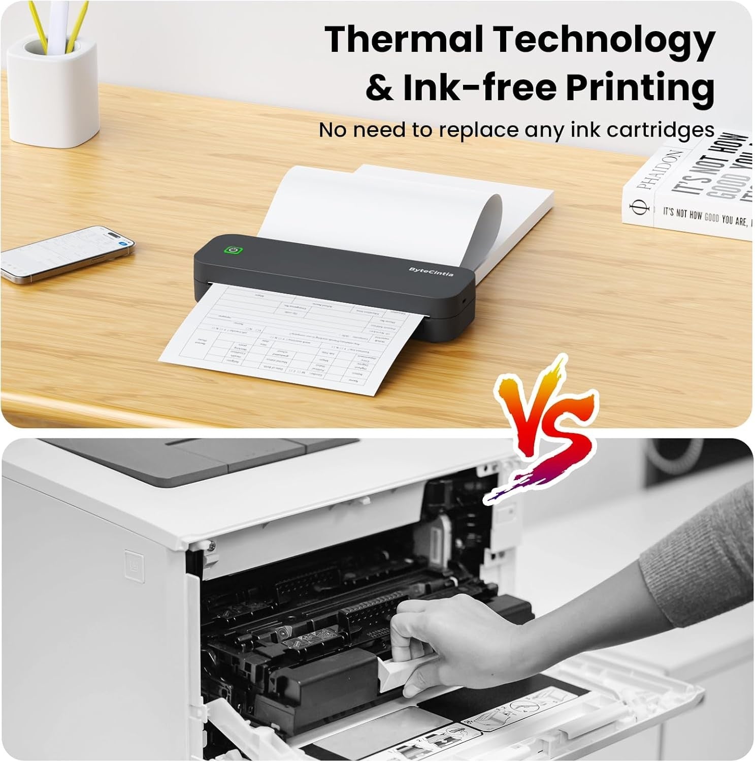 Portable Bluetooth Thermal Printer A4 A5 US Letter Inkless
